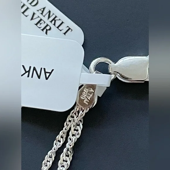 MADE IN ITALY Sterling Silver 925 Double Strand Anklet 9” in Gift Box - Picture 5 of 5
